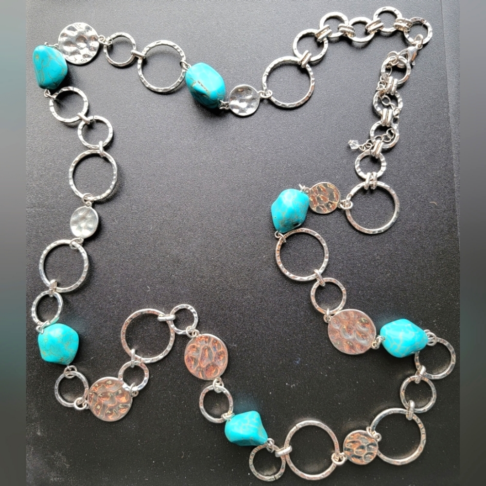 BOHO teal necklace, chain